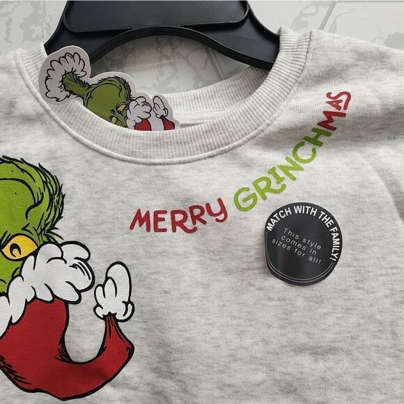 Nwt Grey Dr. Seuss The Grinch Holiday Christmas Kids Sweatshirt from Target - Picture 3 of 8